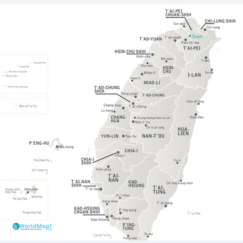 Taiwan Major Cities Map